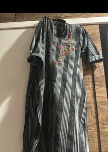 Striped Embroidered Kurta