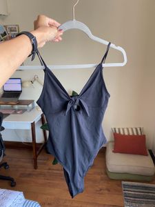 H&M Tie Front Black Bodysuit
