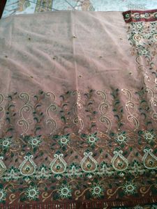 Net Sari Kundan Embroidery