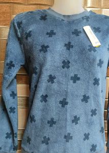 Blue Plush Pullover Sweater
