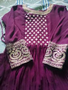 Purple Embroidered Anarkali Suit