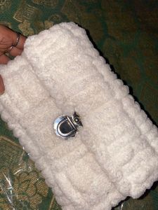 White Terry Cloth Shoulder Bag