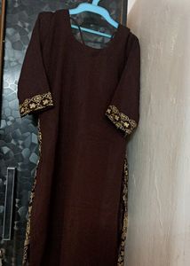 Brown Colour Embroidery Stone Work Dress
