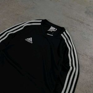 Adidas Black &amp; White Striped Long Sleeve Shirt
