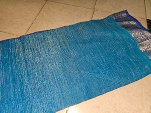Blue Crepe Saree With Blouse