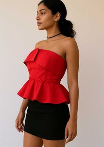 Red Peplum Tube Top Perfect Gift For Your Love ❤️