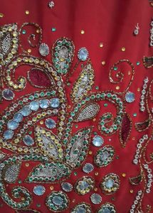 Red Embroidered Saree