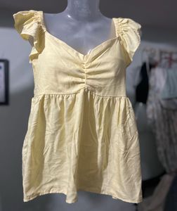 Butter Yellow Flutter Sleeve Top