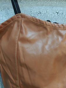 Brown Faux Leather Corset Top