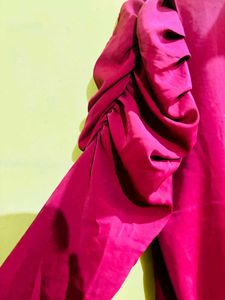 Red Puff Sleeve Blouse