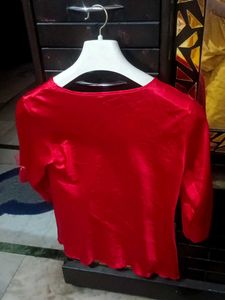 Red Embellish Night Suit
