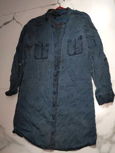 Denim Button-Down Tunic