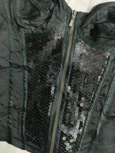 Black Sequin Corset Top