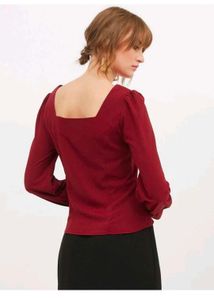 Red Buttoned Long Sleeve Top