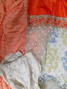 Embroidered silk net saree