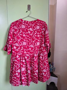 Red Floral Print Tunic Top