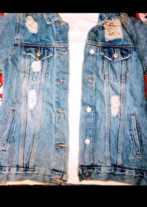 Distressed Denim Jacket Size Medium
