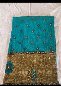 Blue Work Saree