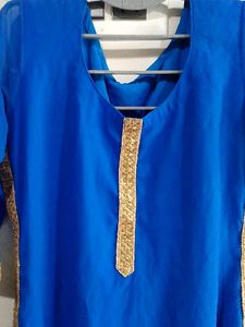 Stiched Silk Blue Kurti