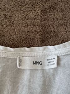 Mango White V-Neck Tshirt