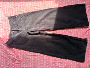 Black Corduroy Wide Leg Trousers
