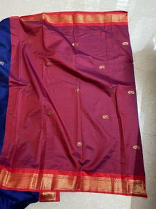 Blue silk cotton blend saree