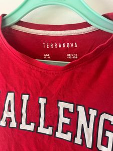 Red Colour CHALLENGE T-shirt For 12-14 Yr Old Kids