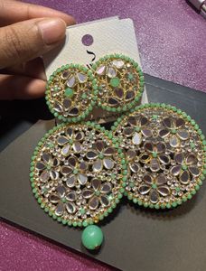 Statement Earrings - Mint Green