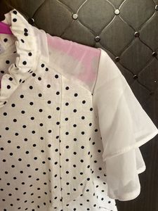 Polka Dot Ruffle Top