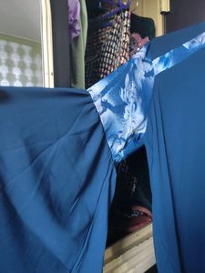 Pretty Navy Blue Floral Bell Sleeves Top