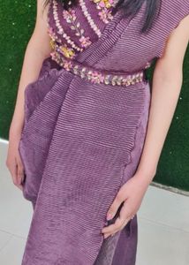 EMBELLISHED CREPE ONION COLOURED SAREE