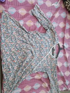 Floral Print Blue Dress