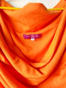 Chic Orange cowl neck Sleeveless fitted Top