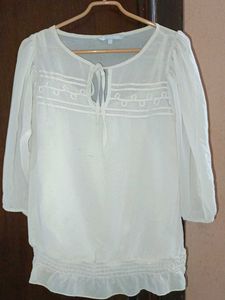Ivory Tie-Neck Blouse