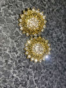 Gold Tone Multi-Gem Dangle Earrings