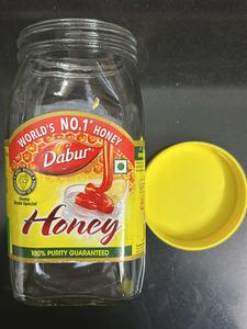 Set Of 7 Dabur Honey Empty Glass Jars With Lid