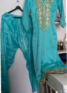 Teal Embroidered Kurta Set