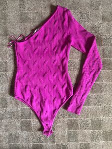 Brand New With Tags Hot Pink One-Shoulder Bodysuit