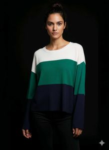 Colour-Block Crew Neck Knitted sweater