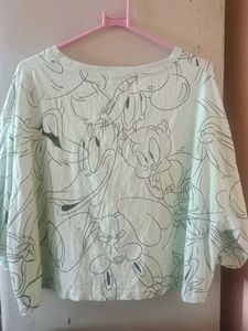 Cartoon Print Cropped Tee