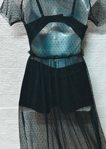 Black Polka Dot Mesh Dress S To M Size