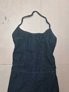Halter Neck Denim Dress