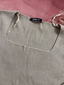 Ribbed Square Neck Top