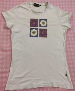 White Tee with Tile Design