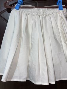 White Pleated Mini Skort