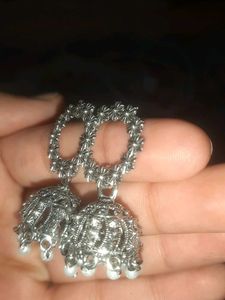 Silver Jhumka Earrings