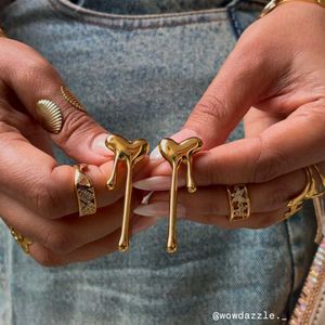 Golden Heart Drip Earrings