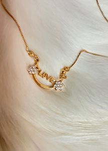 American Diamond Gold Plated Love Pendant