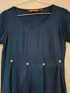 Printed A-line Kurta Navy Blue