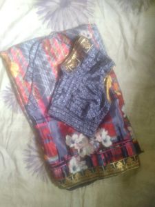 Floral Sari with Matching Blouse